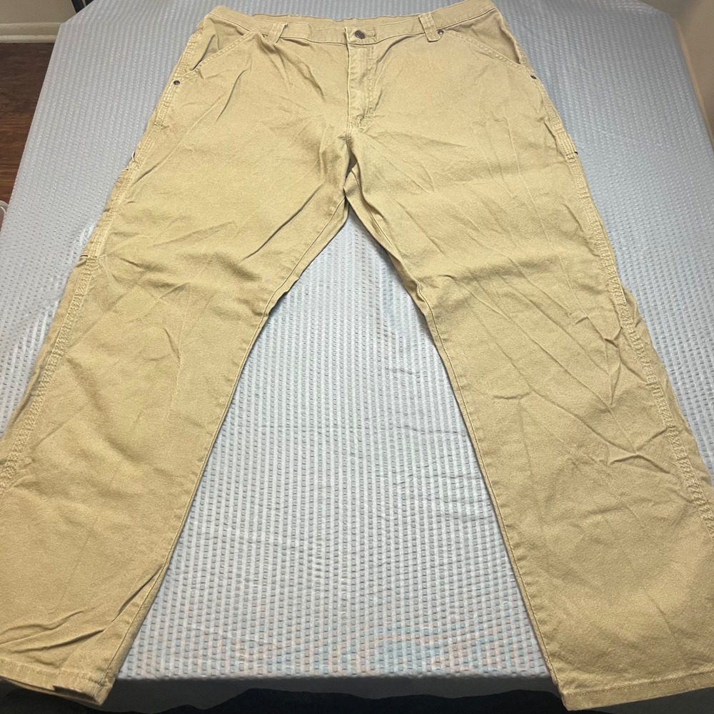 Wrangler Men's Khaki Carpenter Pants 38x30 Relaxed Fit Cotton Blend Workwear